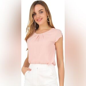 Allegra K Flutter Sleeve Blouse Pink